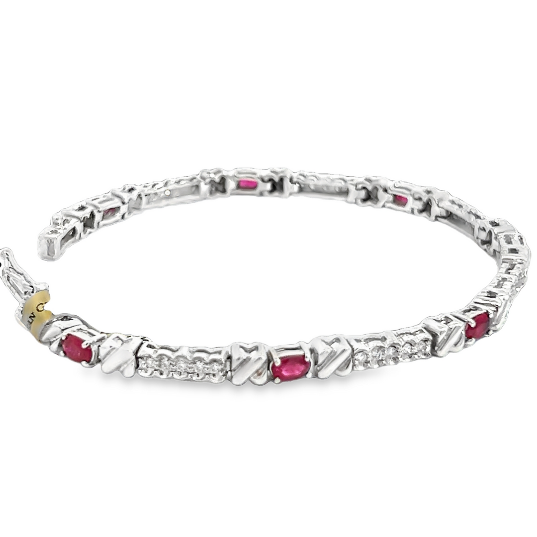 Elegant Ruby and Diamond Bracelet