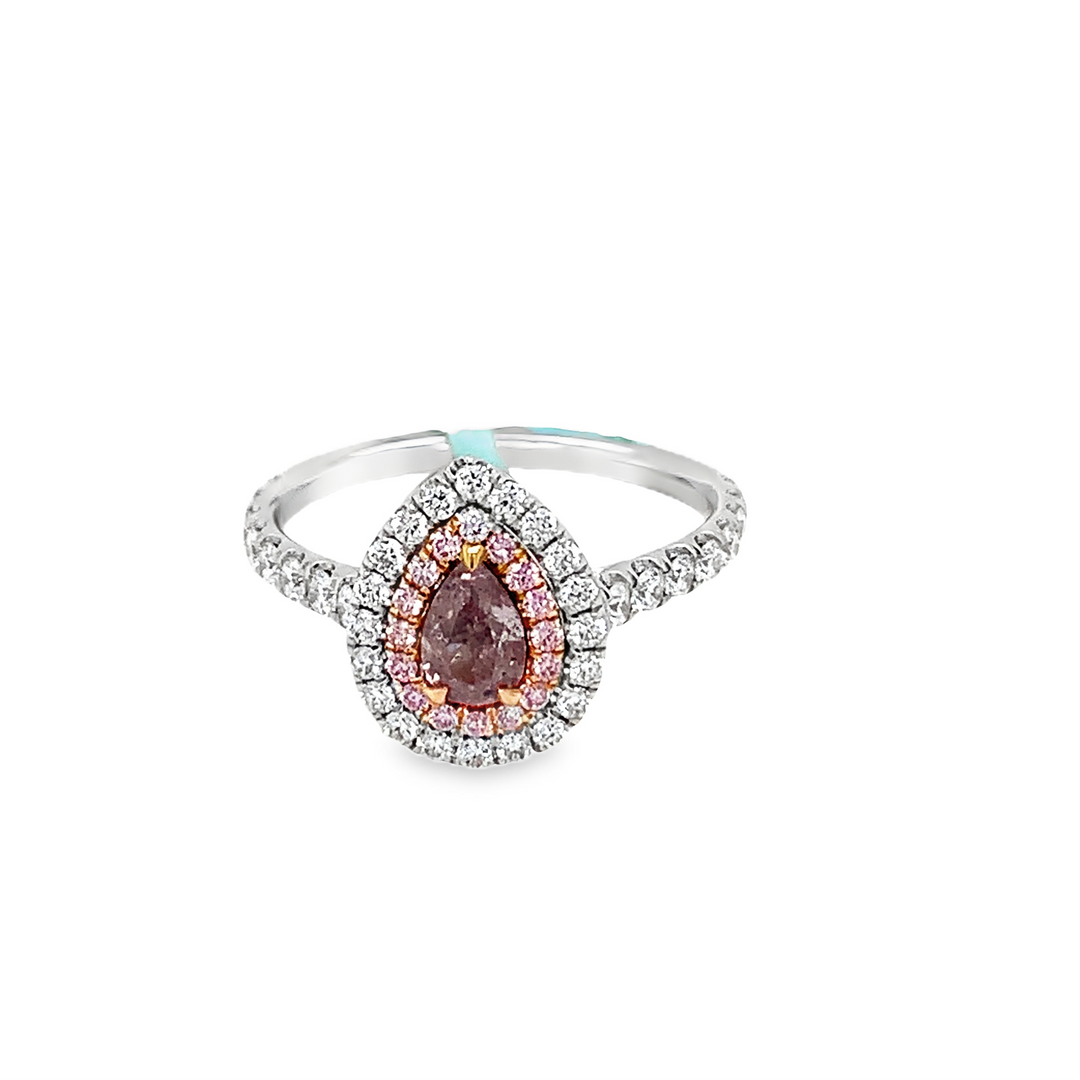 Enchanting Pear shaped Pink and White Diamond Ring