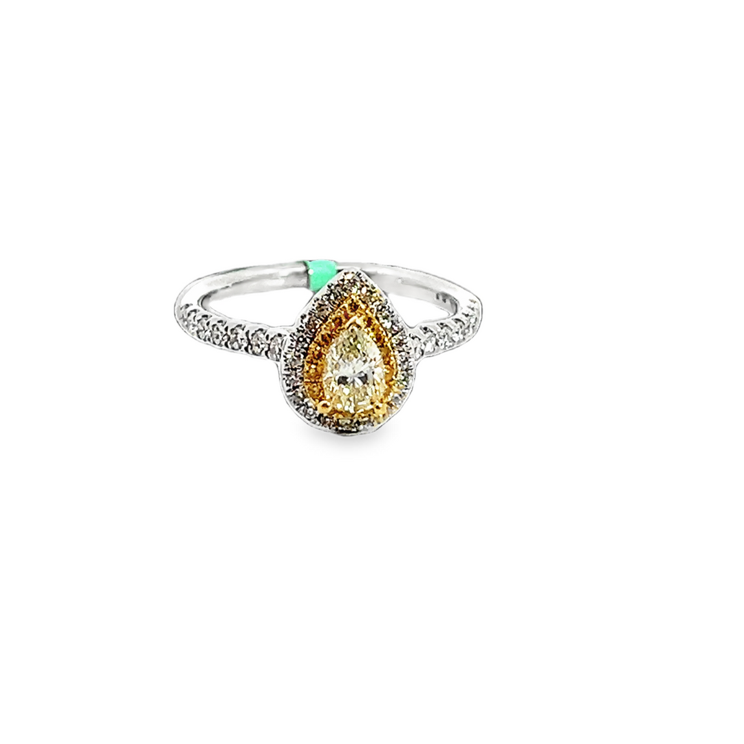 Elegant Pear shaped Yellow and White Diamond Ring