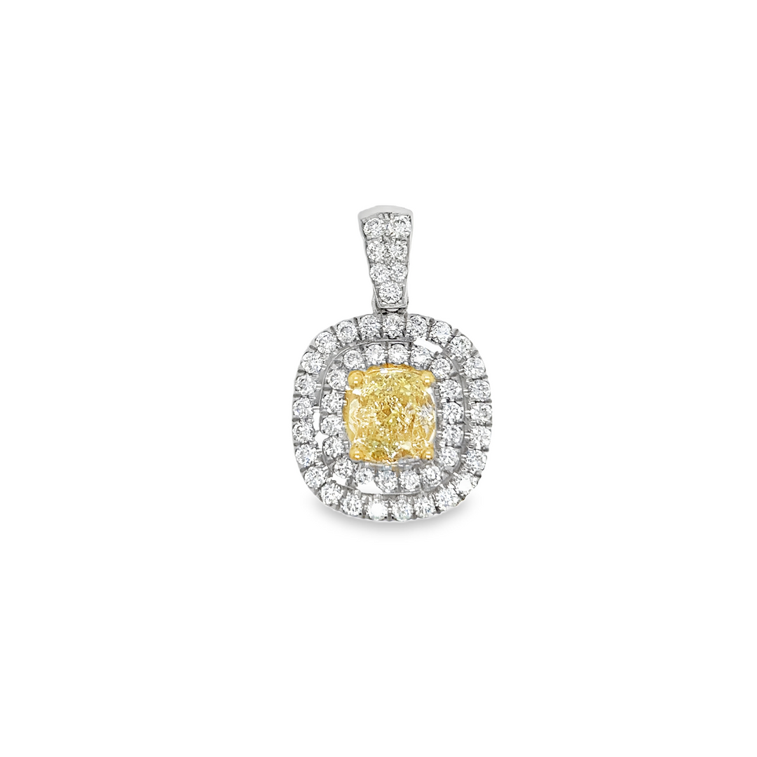 Yellow and White Diamond Pendant