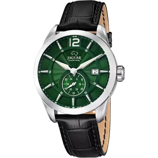 Green Face, Black Leather Band Jaguar Watch