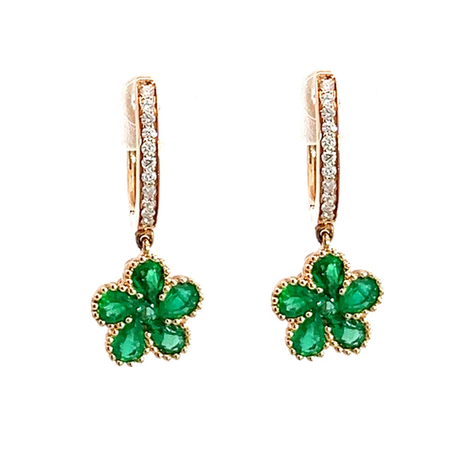 Dangling Emerald & Diamond Earrings