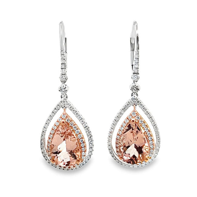Radiant Morganite & Diamond Earring