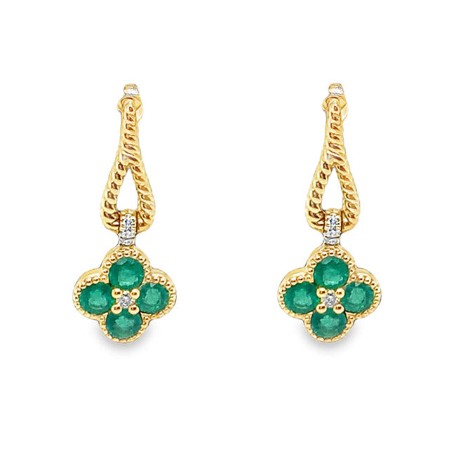 Dangling Emerald & Diamond Earrings