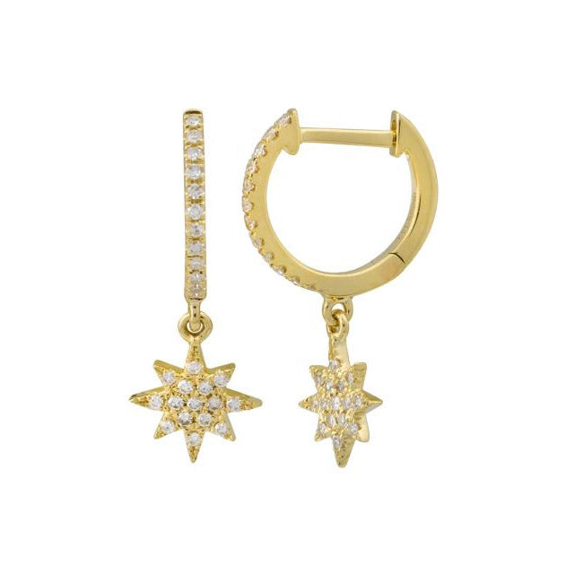 Dangling Starbrust Diamond Huggie Earrings