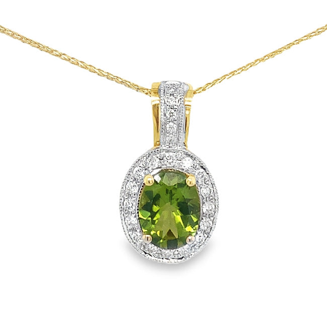 Fancy Peridot and Diamond Pendant