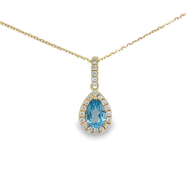 Dainty Blue Topaz and Diamond Pendant