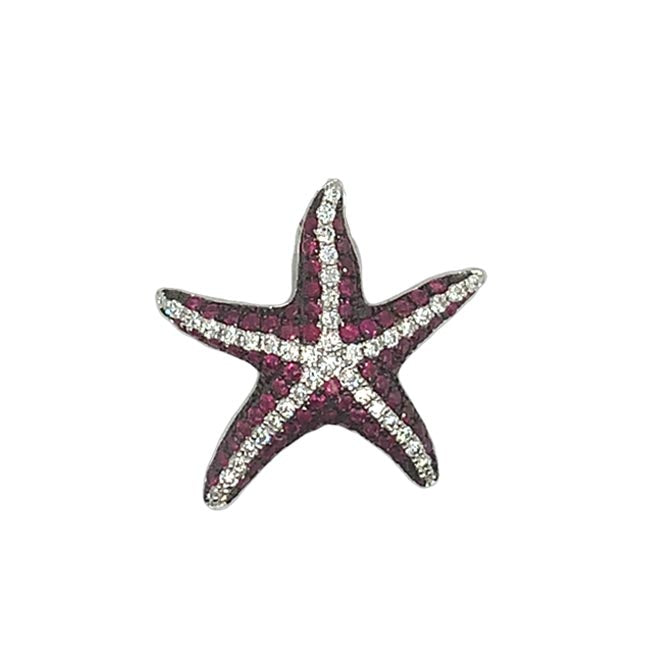 Star fish Ruby & Diamond Earrings