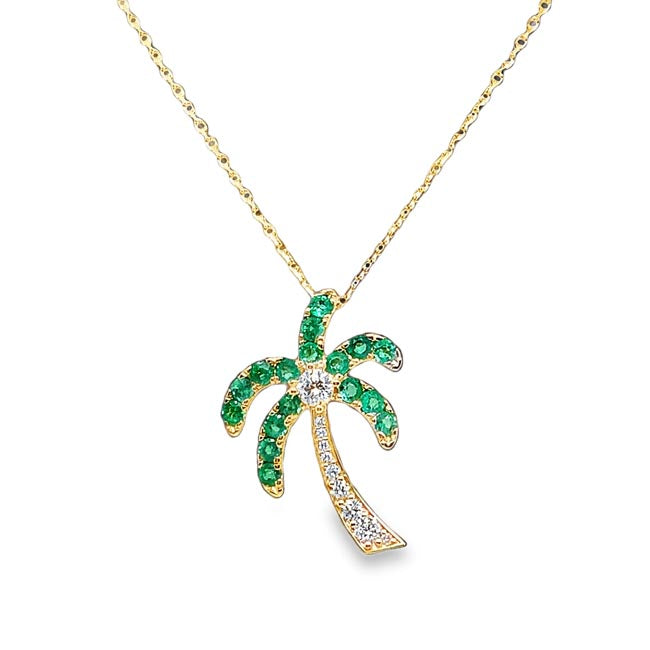 Palm tree Emerald & Diamond Necklace