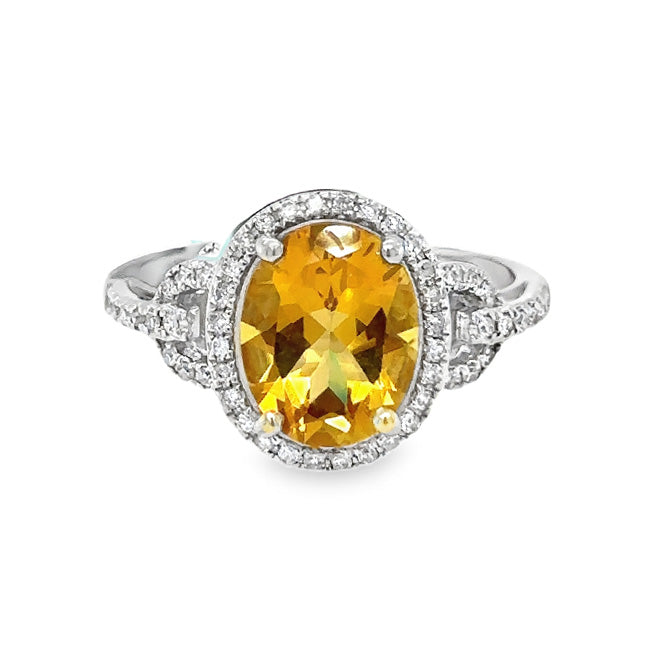 Elegant Citrine & Diamond Ring