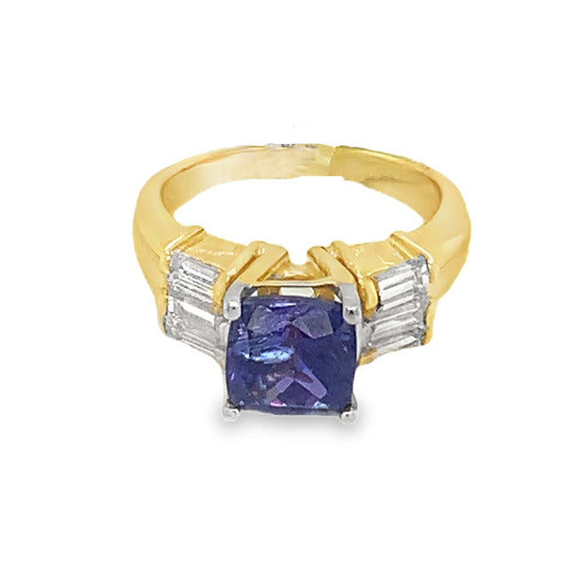 Tanzanite and Baguette Diamond Ring