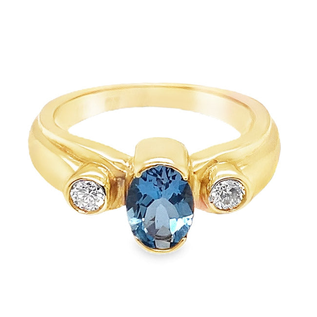 Radiant Aquamarine & Diamond Ring