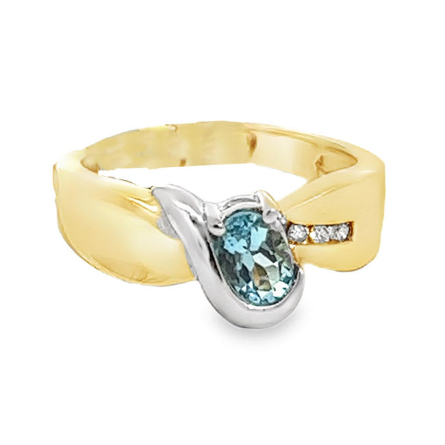 Unique Aquamarine & Diamond Ring
