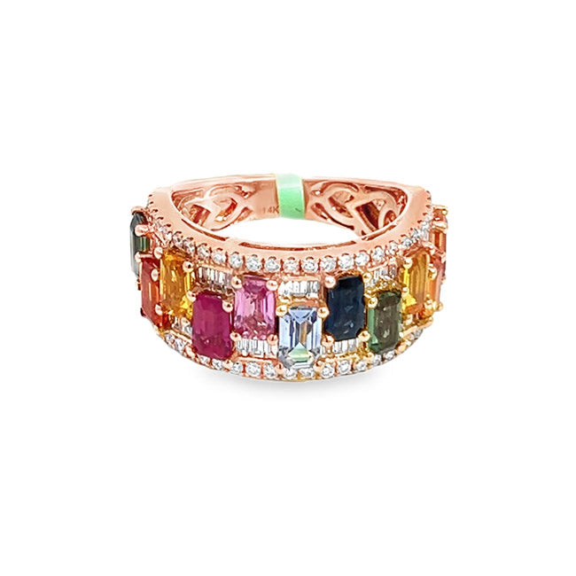Beautiful Multicolored Sapphire & Diamond Ring