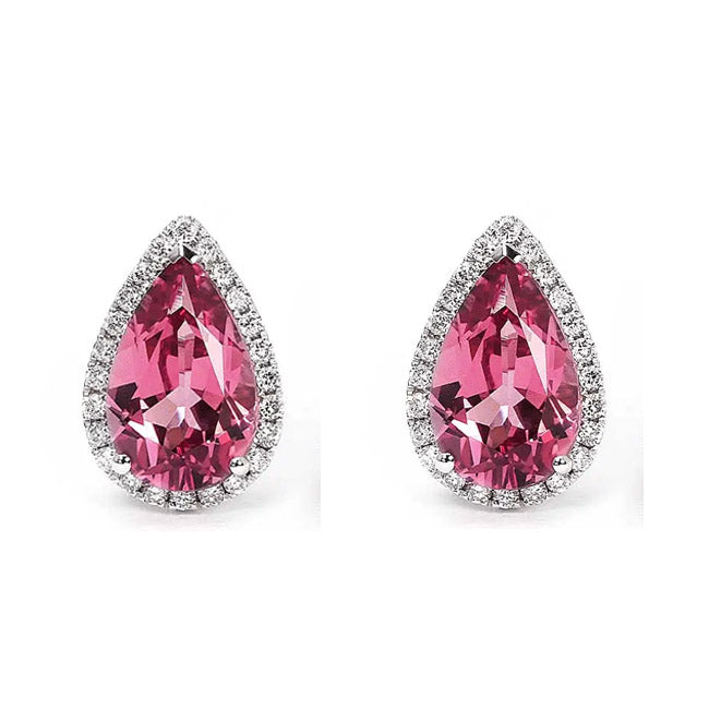 Pink Sapphire & Diamond Earrings