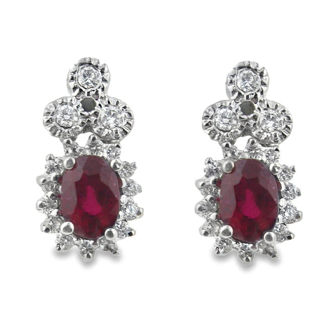 Elegant Ruby and Diamond Earrings