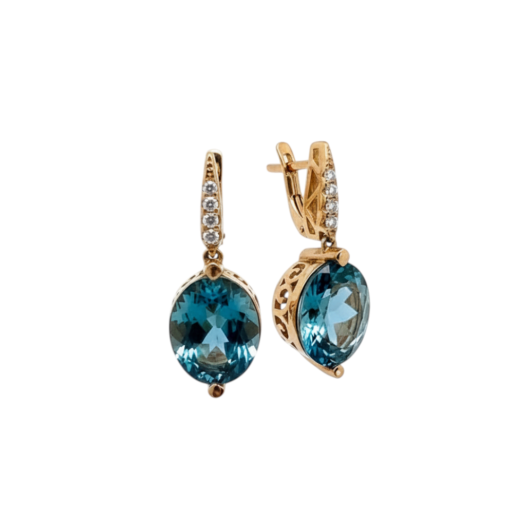 Fancy London Blue Topaz Diamond Earrings