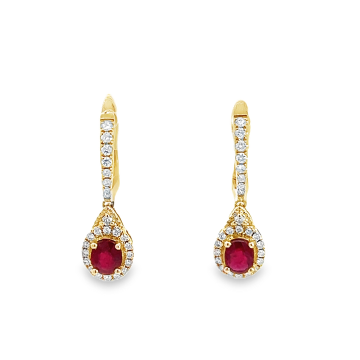 Dangling Ruby and Diamond Earrings