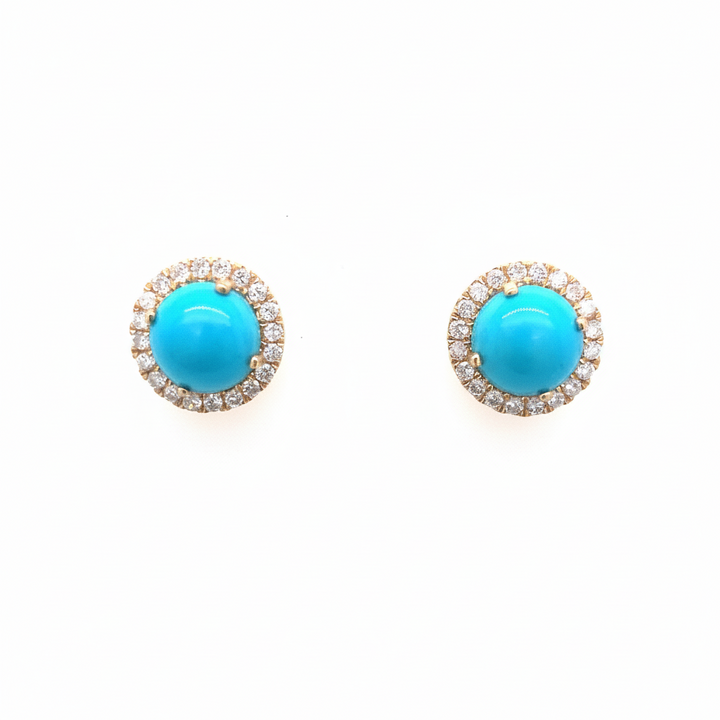 Simple Turquoise and Diamond Earrings