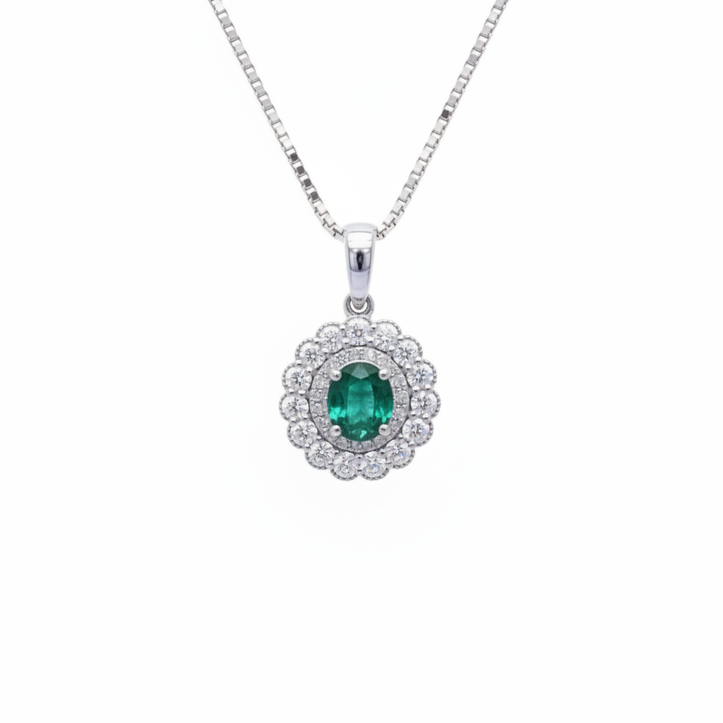Elegant Emerald Diamond Pendant
