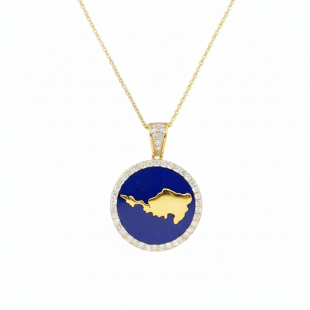 FANCY LAPIS AND DIAMOND PENDANT
