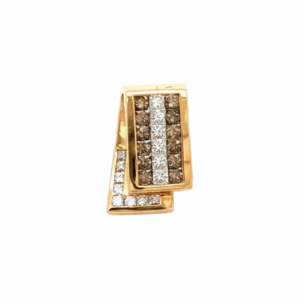 Caribbean Gems elegant gold pendant featuring a central chocolate diamond row flanked by sparkling white diamonds.