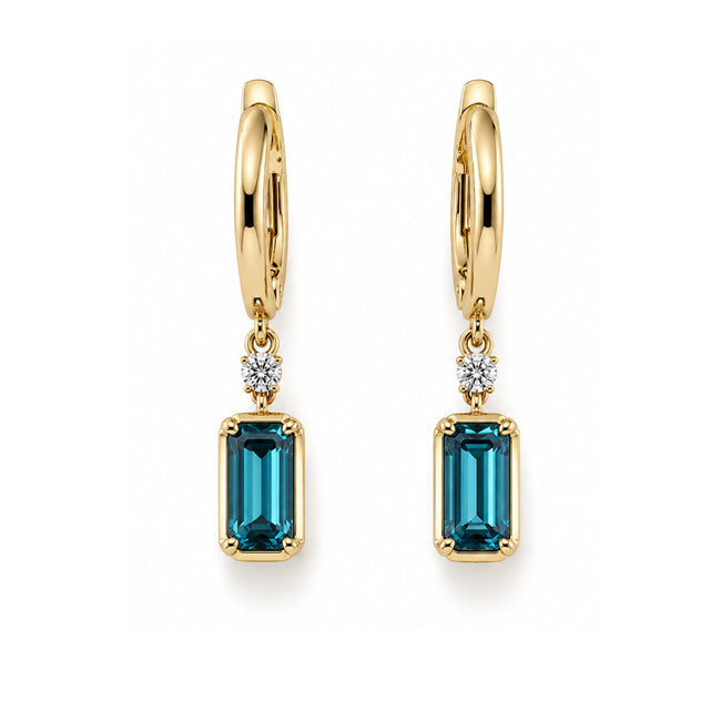 Dangling London Blue Topaz & Diamond Earrings