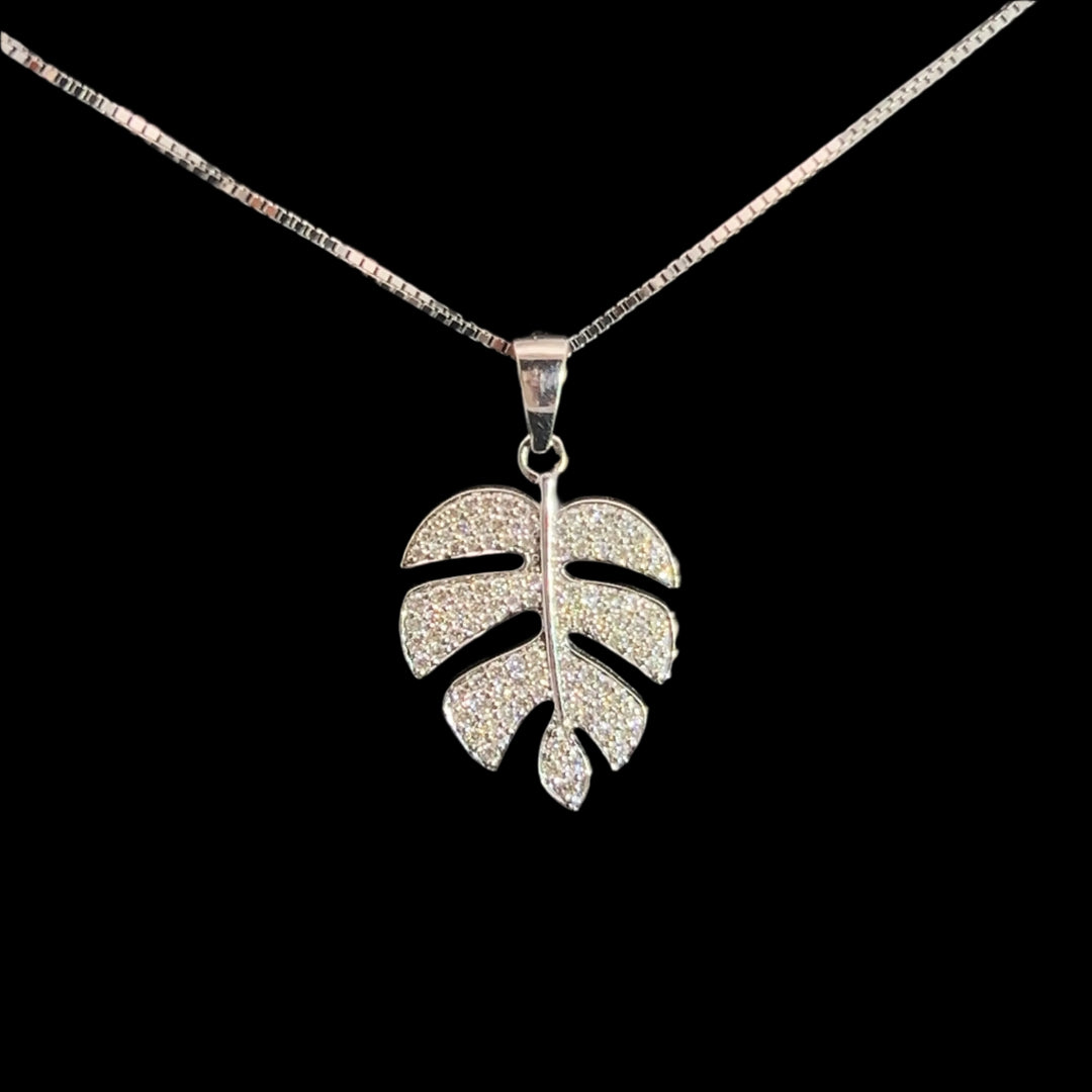 monstera leaf necklace Gorgeous Monstera Leaf Diamond Pendant