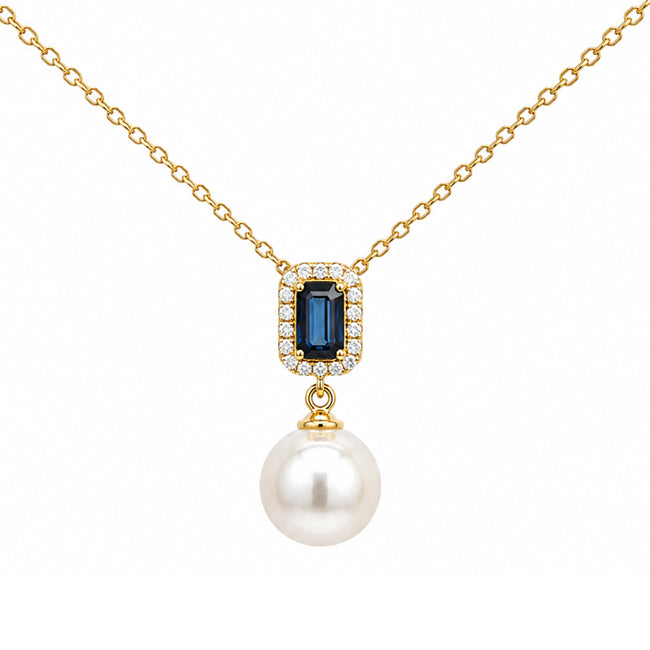 Captivating Sapphire, Diamond & Pearl Pendant