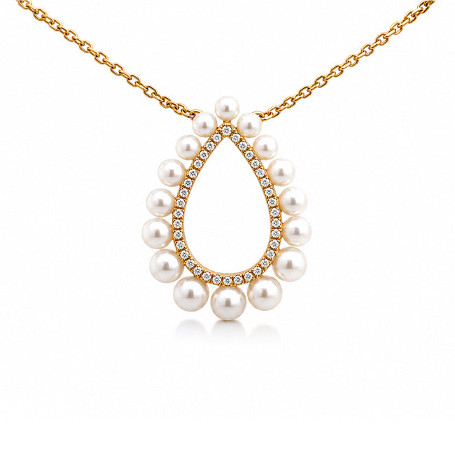 Elegant Diamond and Pearl Pendant