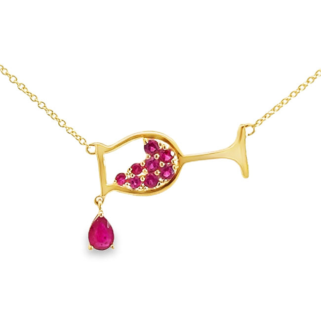 Ladies Ruby Wine Drip Necklace