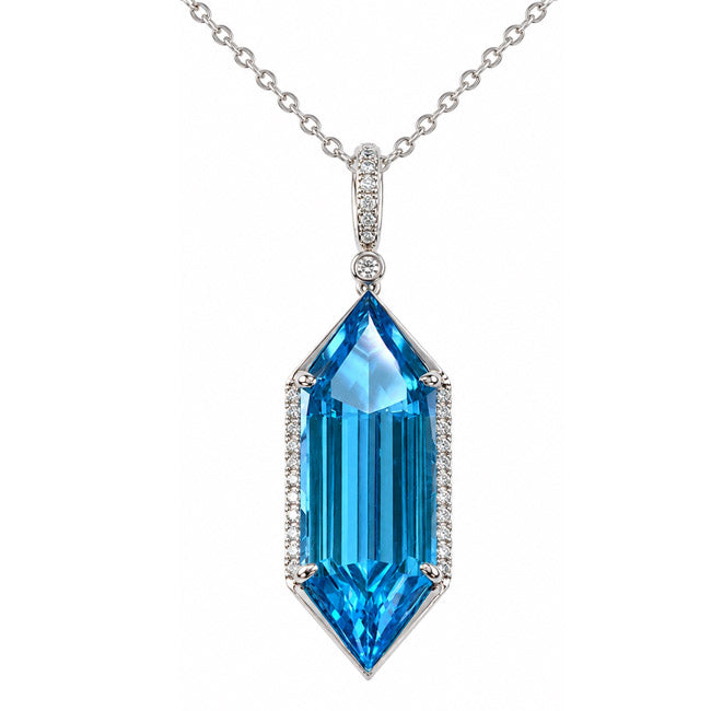 Blue Topaz & Diamond Pendant