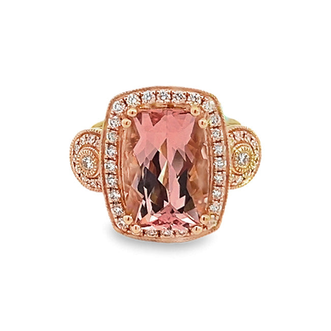 Fashionable Morganite & Diamond Ring