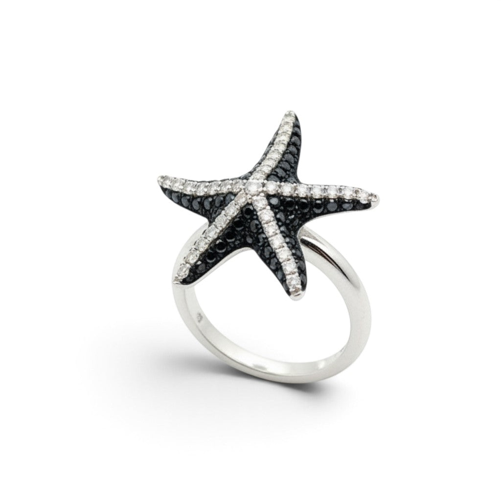 Starfish Black & White Diamond ring