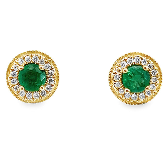 Unique Emerald and Diamond Stud Earrings