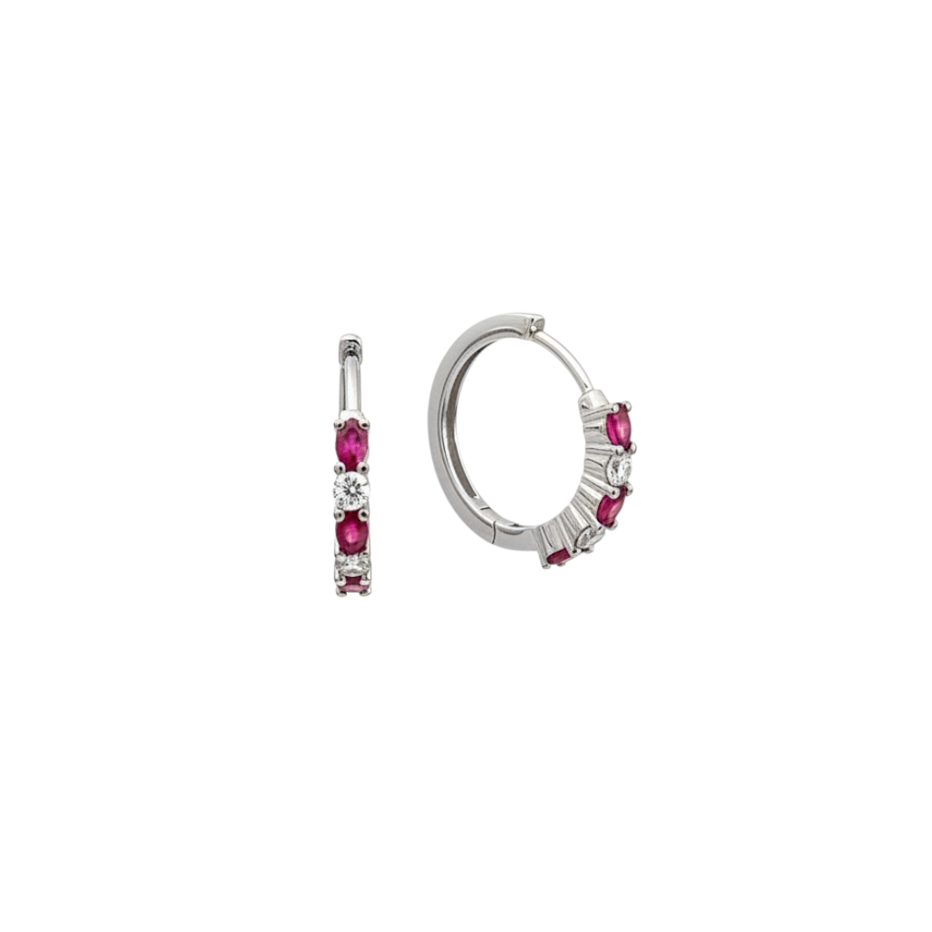 Timeless Ruby Diamond Hoop Earrings