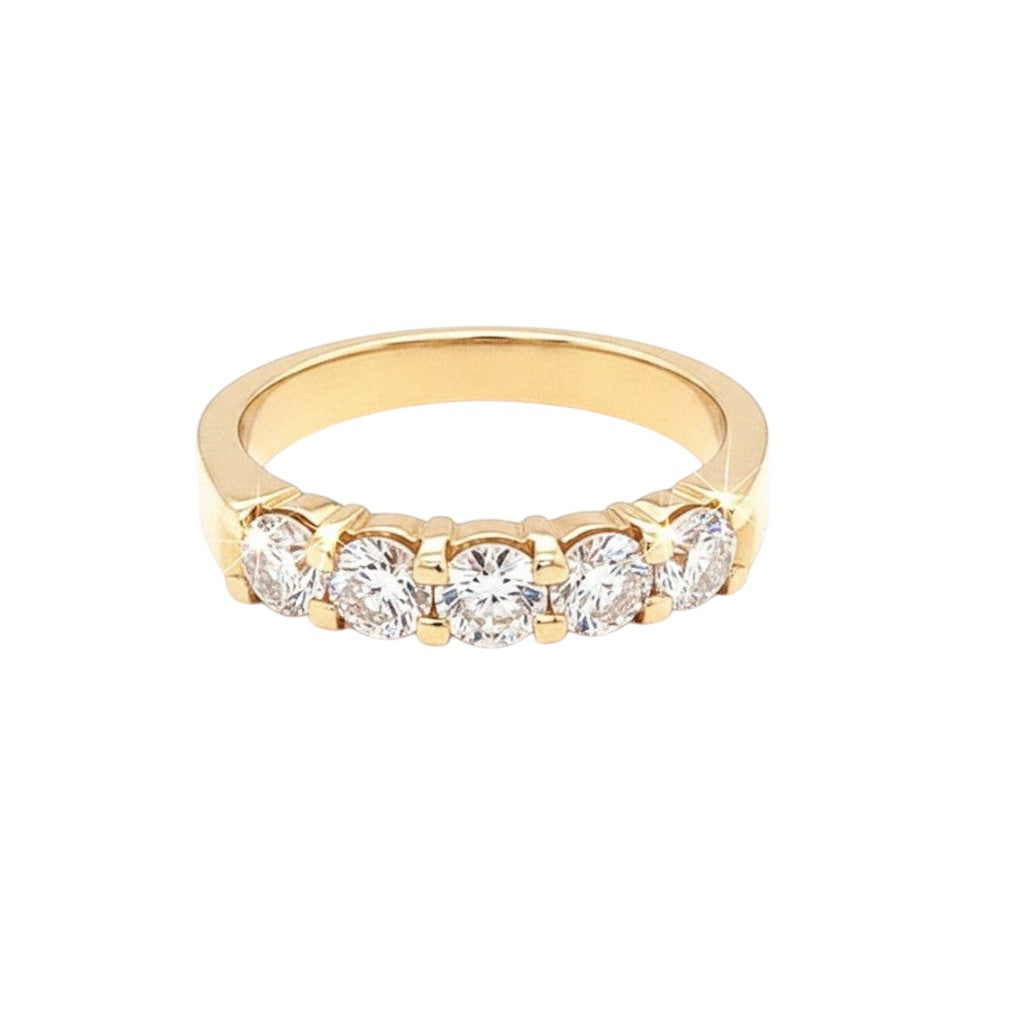 Caribbean Gems 5-stone diamond band featuring 0.95ct round diamonds set in 14kt yellow gold