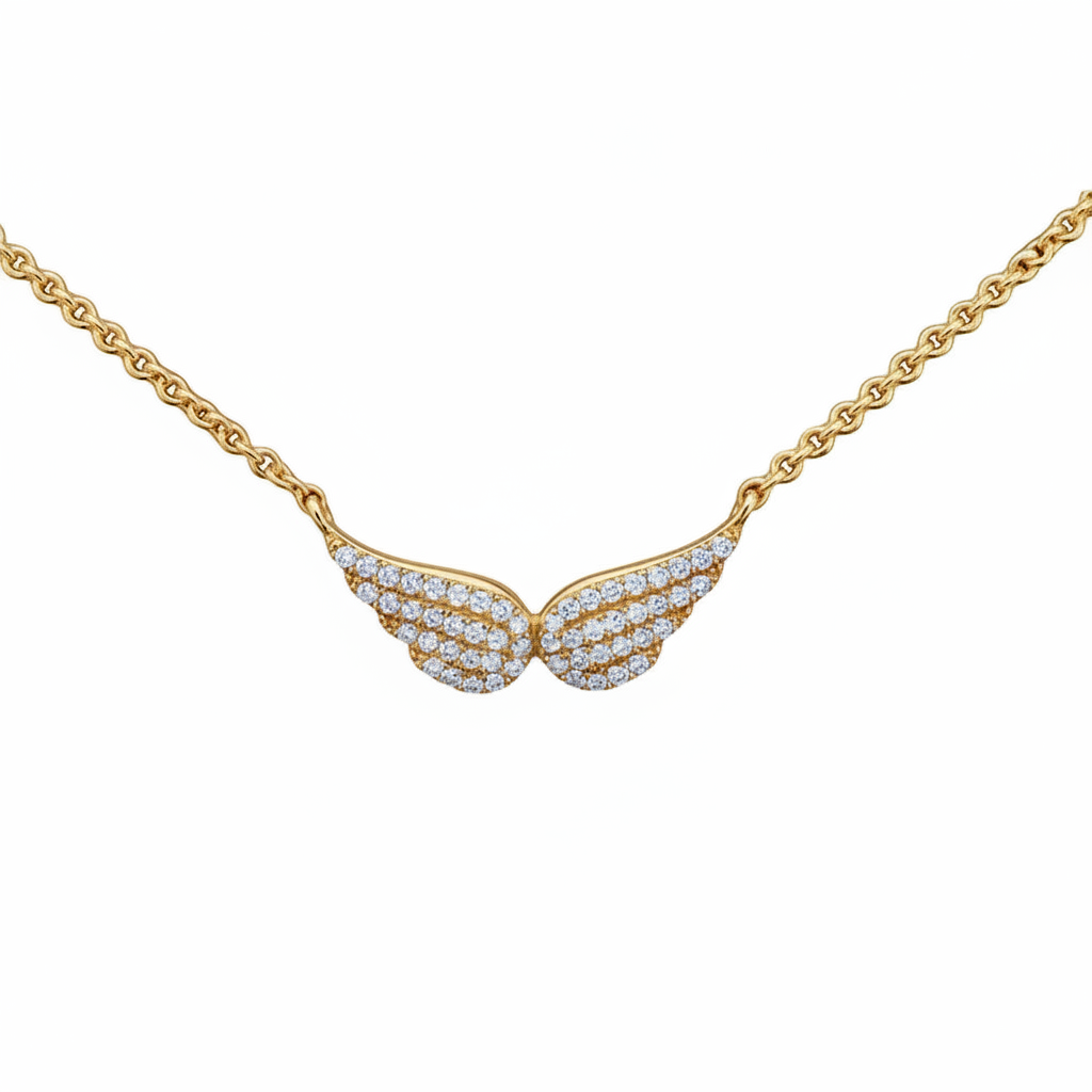 Caribbean Gems angel wing diamond pendant necklace in 14kt yellow gold with 0.11cts of round diamonds
