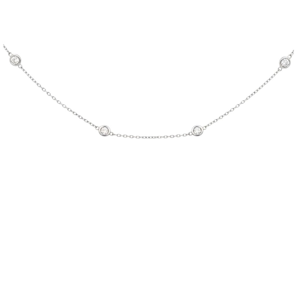 Caribbean Gems 14kt white gold necklace featuring sparkling diamonds spaced along a delicate chain
