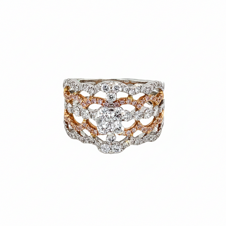 Caribbean Gems intricate 18kt white gold ring featuring 1.04cts of round diamonds in a delicate filigree design