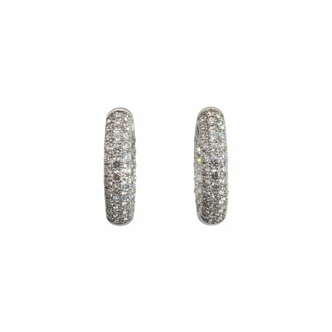 Caribbean Gems classy hoop earrings featuring 3.68 carats of white diamonds set in polished 18k white gold