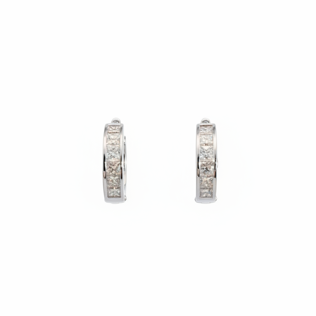 Caribbean Gems ladies hoop earrings featuring 1.38ct diamonds set in 14k white gold for a timeless, elegant look.