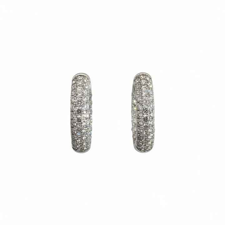 Caribbean Gems classy hoop earrings featuring 3.68 carats of white diamonds set in polished 18k white gold