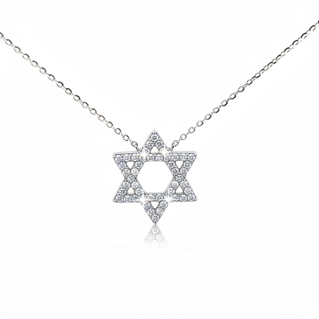Caribbean Gems 14kt white gold Star of David pendant featuring 0.32ct round diamonds on a delicate chain
