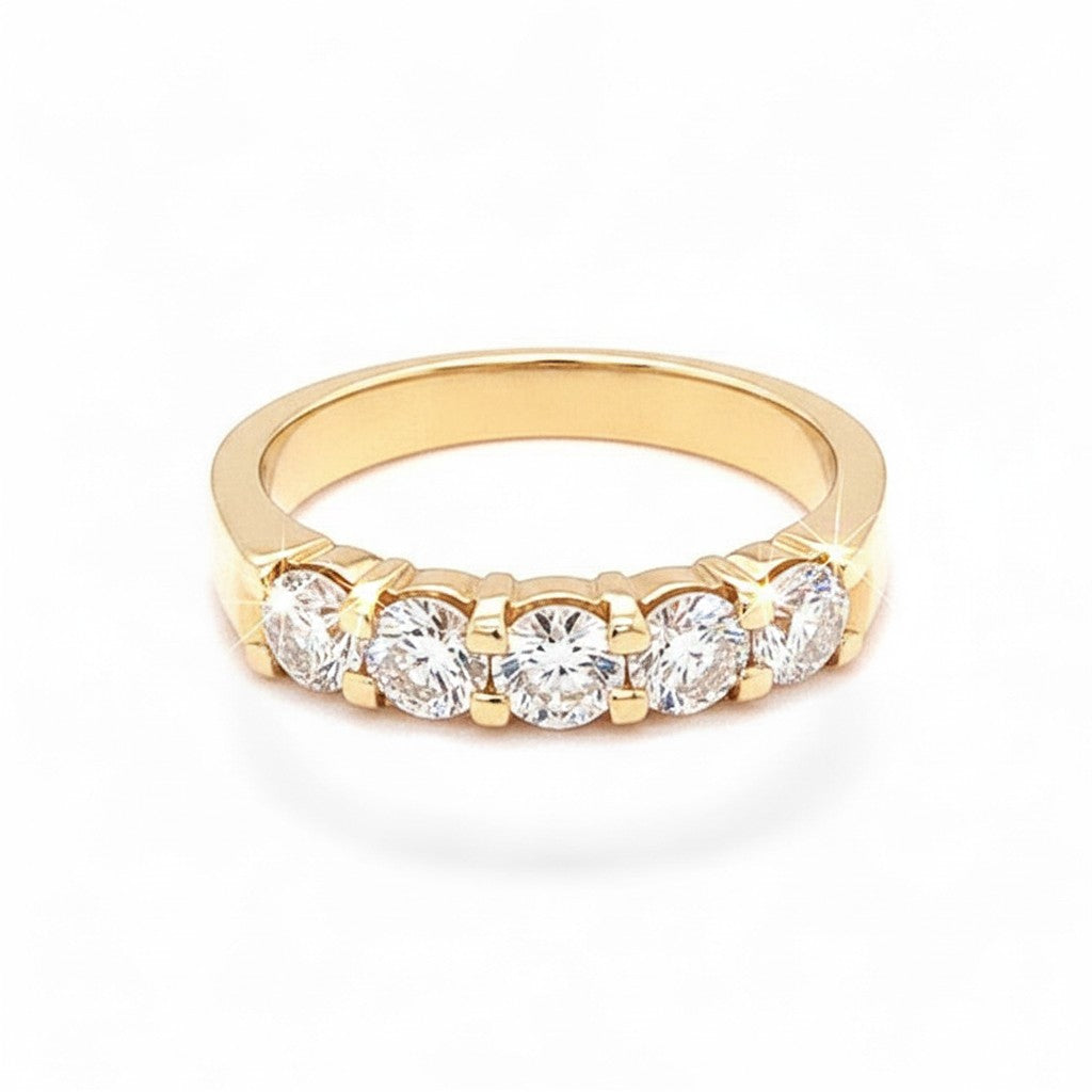Caribbean Gems diamond band featuring 0.95ct round diamonds set in polished 14kt yellow gold
