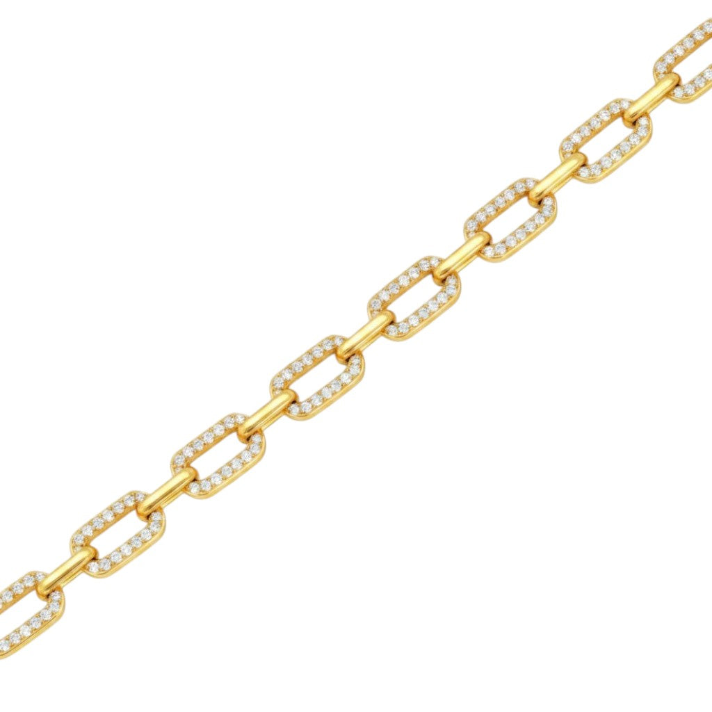 Caribbean Gems 14kt yellow gold link bracelet featuring 1.50 carats of brilliant pavé set diamonds.