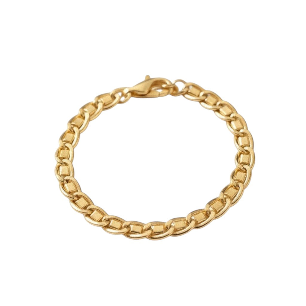 Caribbean Gems men's fancy link bracelet in 14kt yellow gold with a textured design and secure clasp.