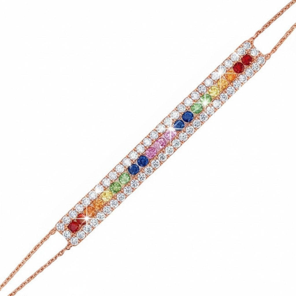 Caribbean Gems multi-colored sapphire bracelet in 18kt rose gold with round brilliant diamond accents
