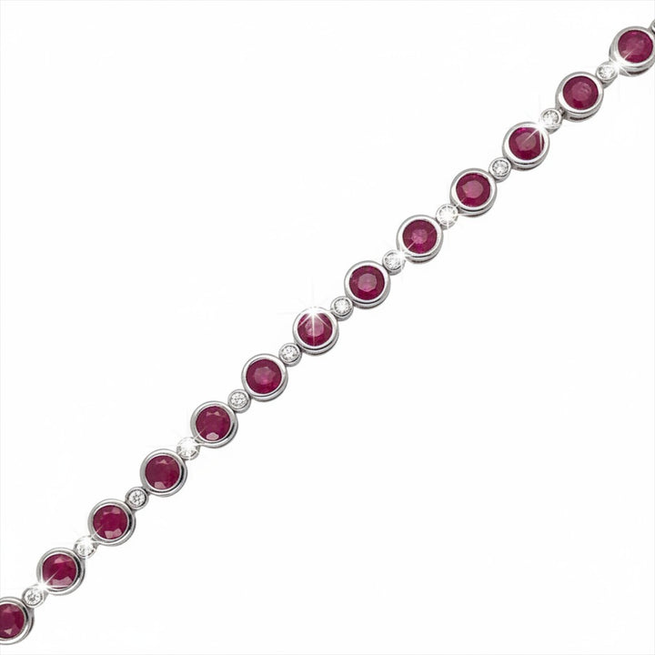 Caribbean Gems 14kt white gold bracelet featuring round rubies and sparkling diamonds in a delicate link design.