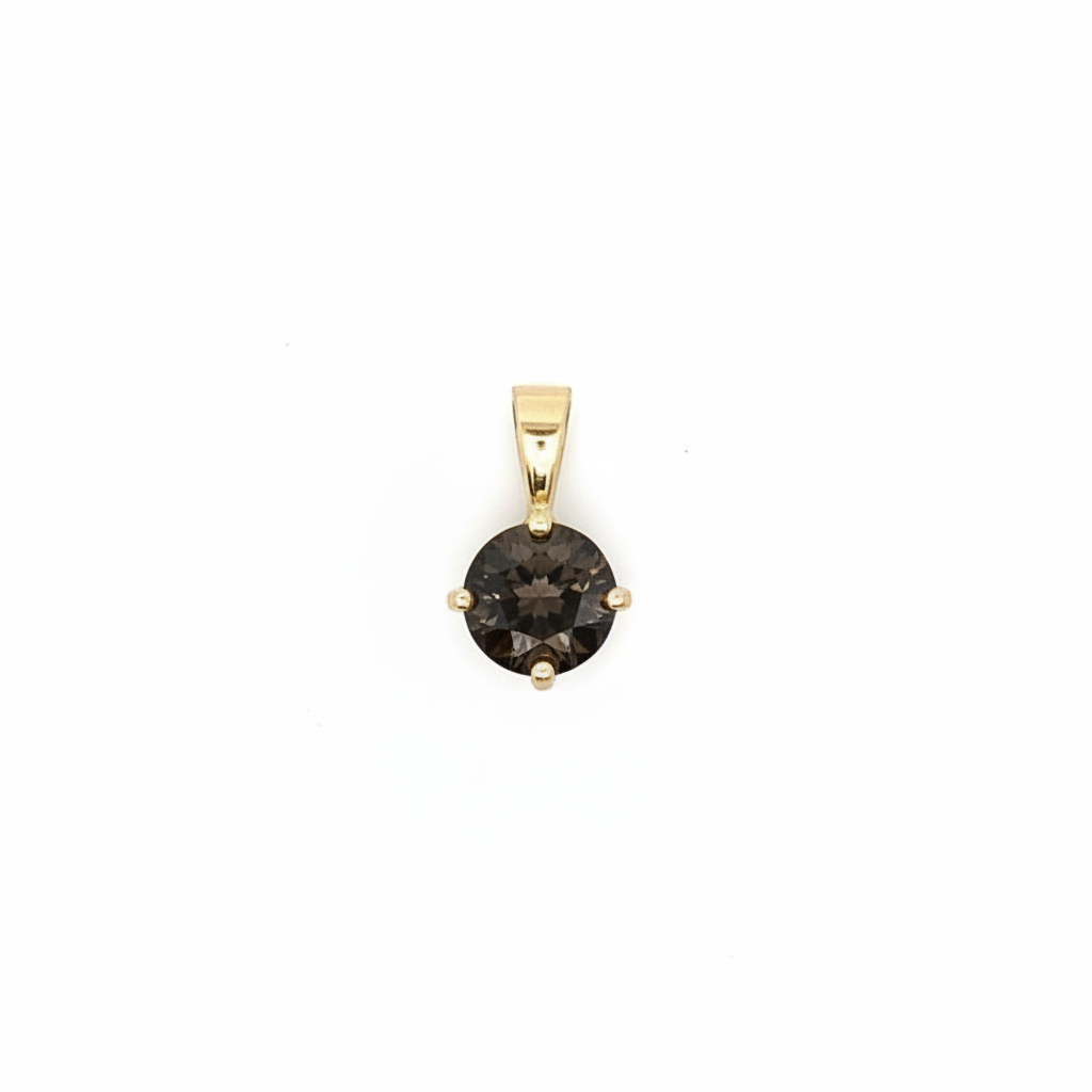 Caribbean Gems round-cut smoky topaz pendant in 14kt yellow gold, featuring a sparkling 1.75ct gemstone.